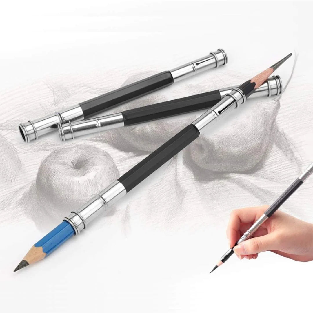 Dual-headed Pencil Extender Adjustable Metal Handle