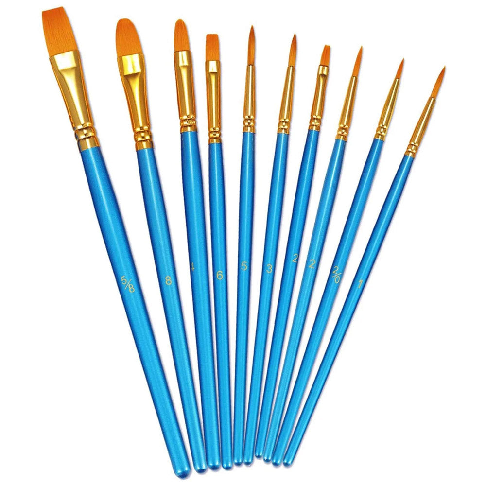 10 Pcs Paint Brushes Set Nylon Hair Painting Brush