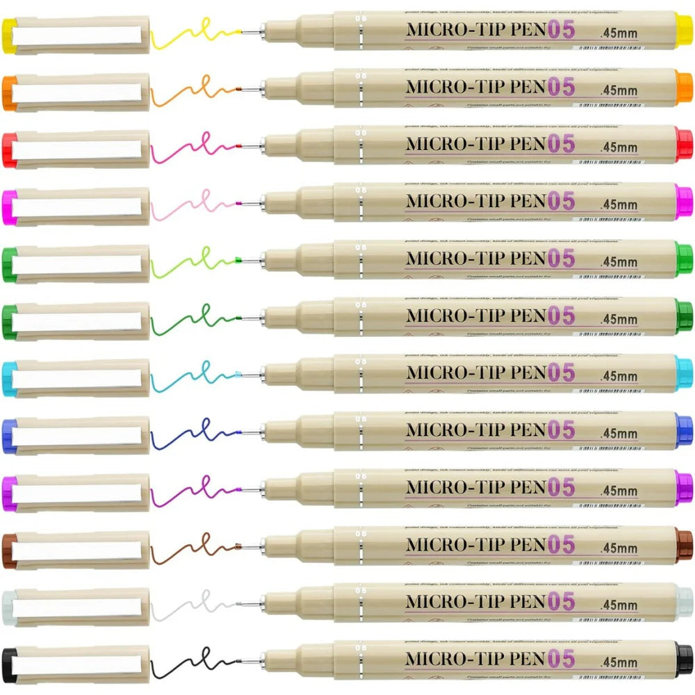 Micro Lines Pen (12Pcs) 0.5mm - E8050C - Keepsmiling