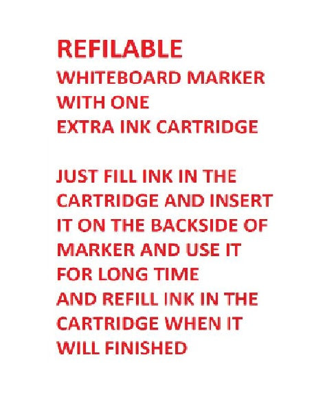 Refillable whiteboard Marker (Black) with one extra ink cartridge