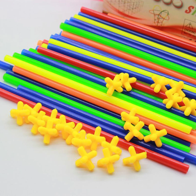 Colorful Pipe Straw Building Block Toy (110 Pieces)