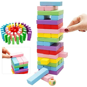 Tower Game/Wooden Blocks (Multicolor) 54 Pcs