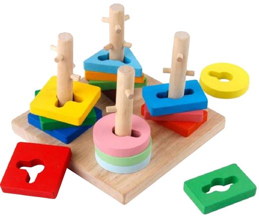 Wooden Shapes Matching Four Column Colorful