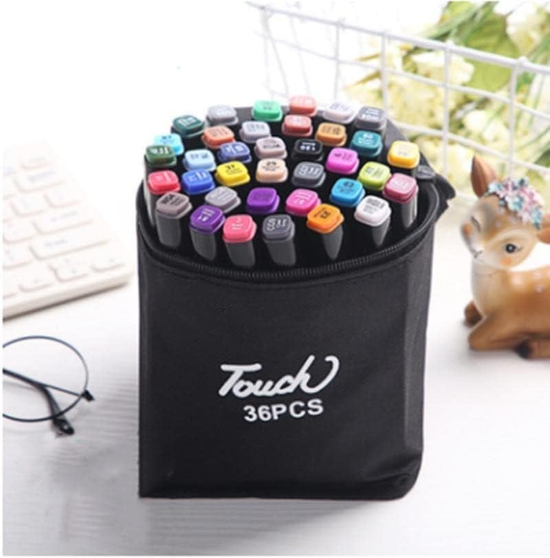 Touch 36 Pc Dual Tip Art Markers Alcohol Markers Set Dual Tip Broad & Fine With Highlighter Pen Art Markers For Drawing Sketching & Illustration Multi-Coloured