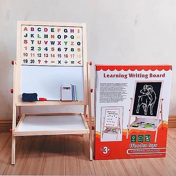 Wooden Learning Writing Board ( One side blackboard another side whiteboard ) board  Double Sided 12 x 15 inches
