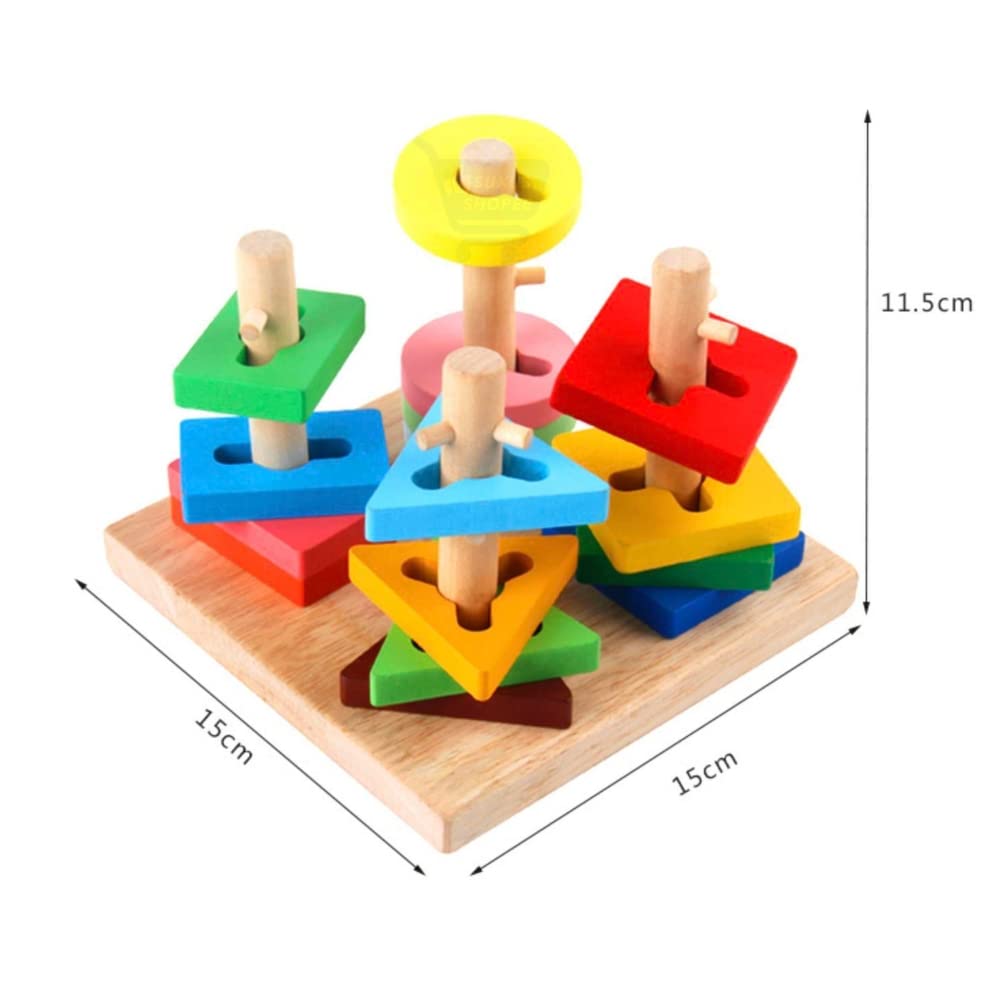 Wooden Shapes Matching Four Column Colorful