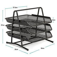 Heavy Duty Metal 3 Tier Letter Tray - Black