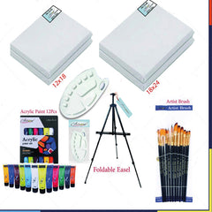 Professional Paint Kit 30Pcs (Canvases, Acrylic Paints, Easel, Painting Brush Set, Plastic Painting Palette)