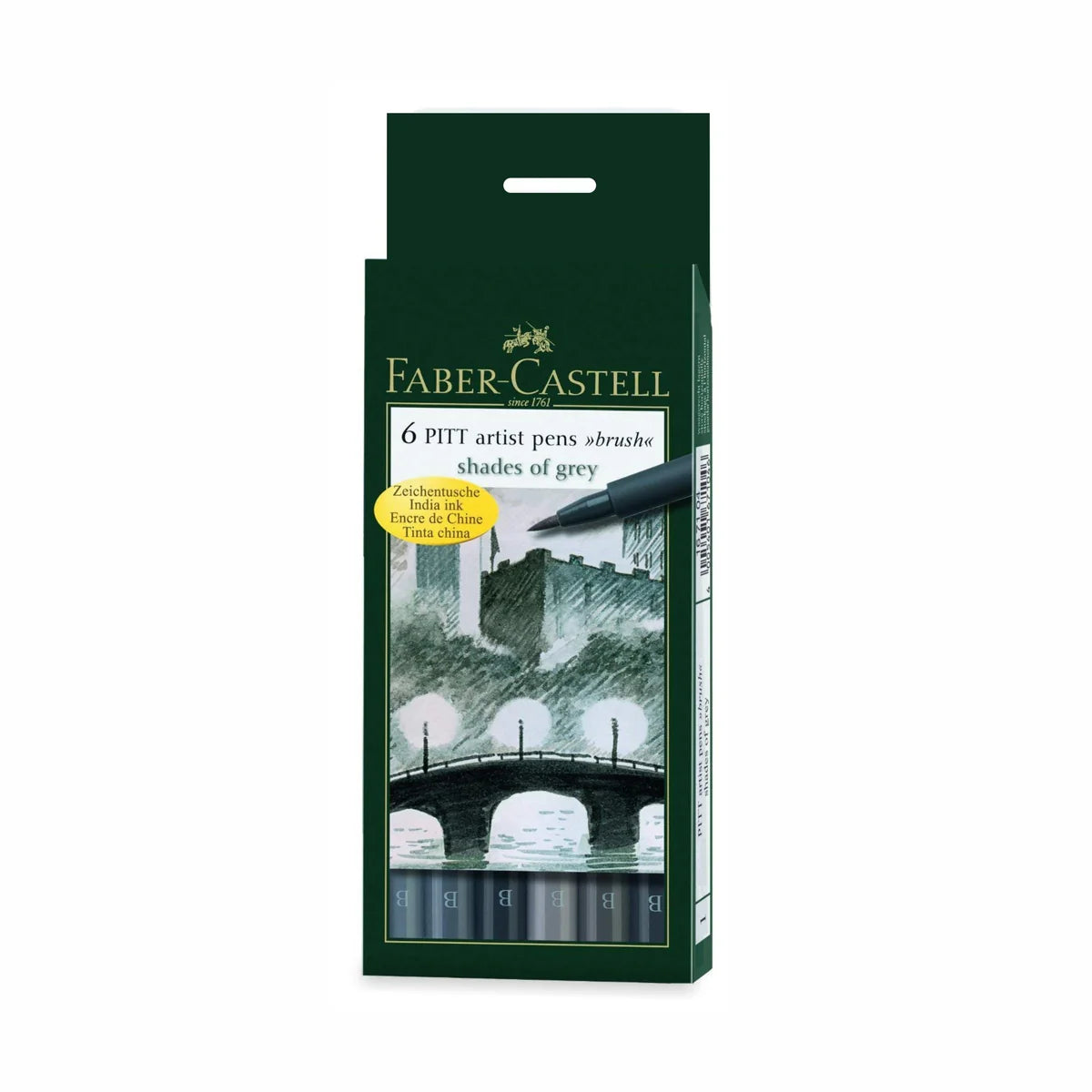 Faber Castell Pitt Artist Brush Pen Grey Set of 6