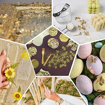 Panni Flakes Gold, Silver & Copper for (Resin Art, Calligraphy) Foil Flakes Imitation Flakes Multipurpose