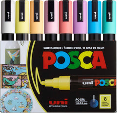 POSCA 8-Color Paint Marker Set, PC-5M Medium, Soft Colors