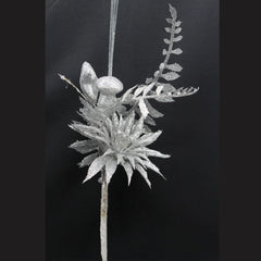 Glitter Flower Large - Silver