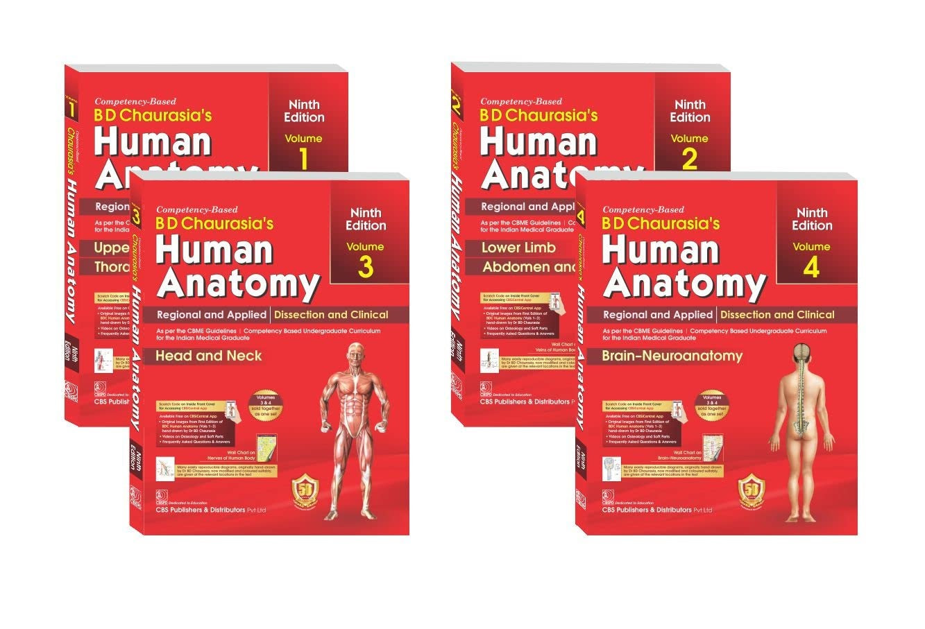 BD Chaurasia Human Anatomy 4 volumes 9th Edition
