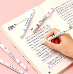 Curve Highlighter Pen Set, 6 PCS Different Curve Shapes,Linear Color Pens,Dual Tip Pens,Colorful Curve Highlighter Pen Set,Colorful Curve Highlighters for Writing Diary Coloring Sketching