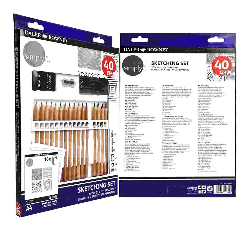 Daler Rowney Simply Sketching Set Of 40 Pc