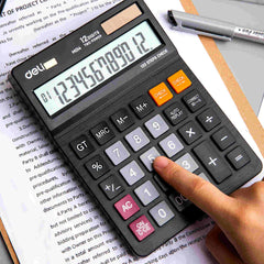 Deli Desktop Calculator 12 Digits, 120 Steps Check