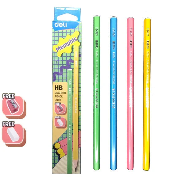 Deli HB Graphite Pencils C093 with Eraser and Sharpener