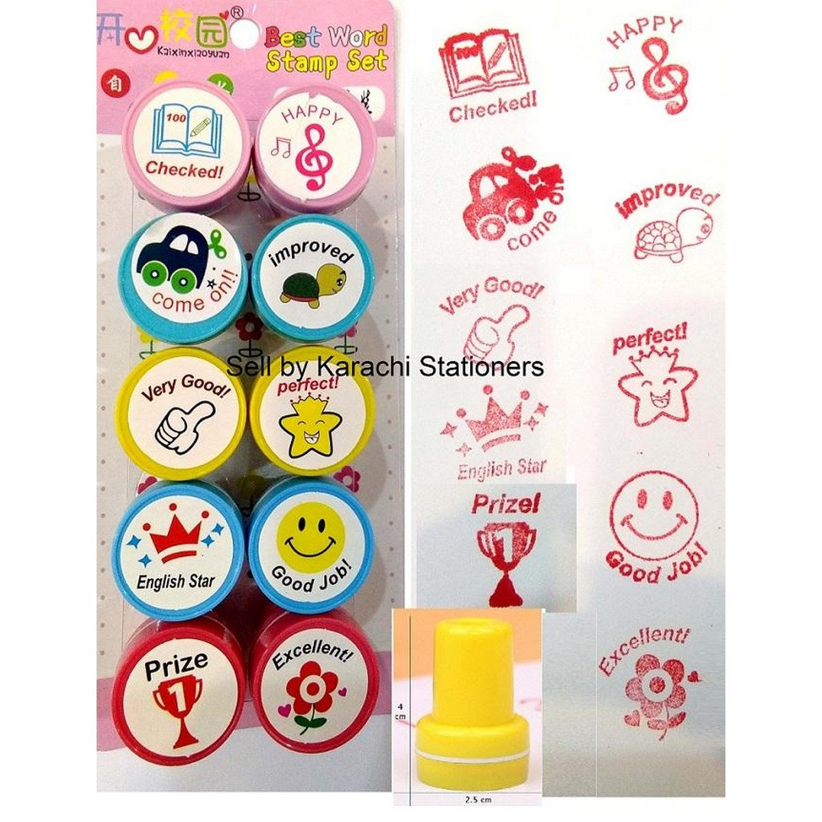 Set of 10pcs Appreciation Stamps star smiling face, nice work etc Kids Stamp Set Motivation Sticker School Scrapbooking Stamp DIY Teachers Self Inking Praise Reward Stamps For Scrapbooking