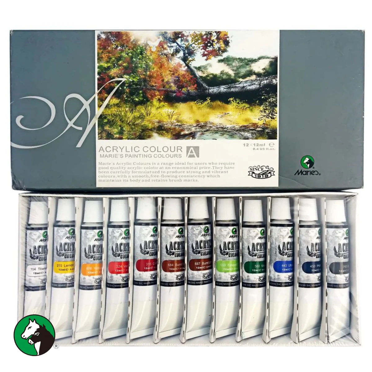 Maries Acrylic Paint Set of 12 tube x 12 ml