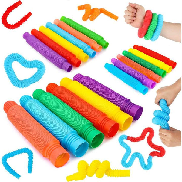 Pack of 6 & 12 pcs Super Sensory Toys, Mini Pop Tubes for Kids