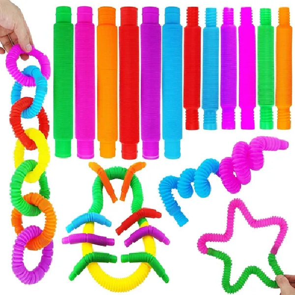 Pack of 6 & 12 pcs Super Sensory Toys, Mini Pop Tubes for Kids