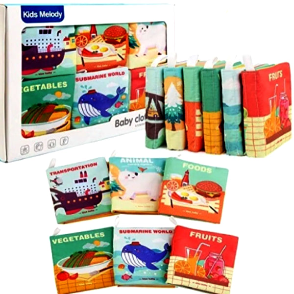 Kids Melody Baby Cloth Book Set of 6 – Soft Fabric Educational Books for Babies & Toddlers