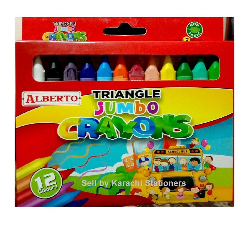 Alberto Triangle Jumbo Crayons set of 12 colours oil pastel crayons