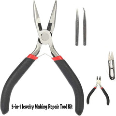 5-in-1 Jewelry Making Repair Tool Kit – Precision Pliers & Craft Tools Set