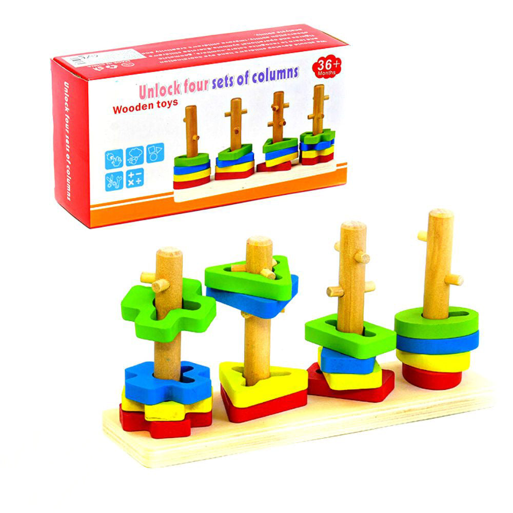 Wooden Four Set Columns (Sorting Shape Toy)