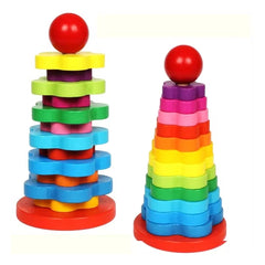 Rainbow Tower Wooden Toy for Kids | Colorful Stacking Blocks | Montessori Learning Toy (36+ Months)
