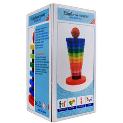 Rainbow Tower Wooden Toy for Kids | Colorful Stacking Blocks | Montessori Learning Toy (36+ Months)