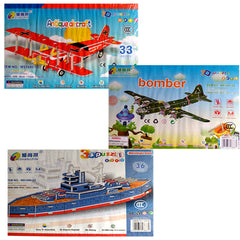 3D Puzzle Model Kit – Aircraft & Battleship Foam Board DIY Toy (33–36 Pieces)