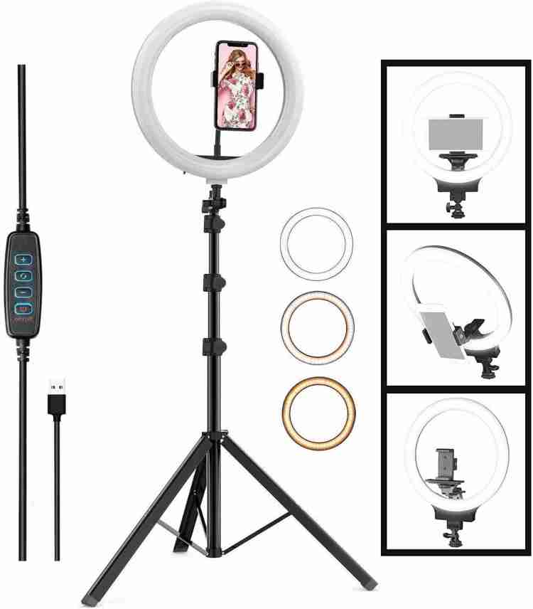 26cm RingLight With 7Feet Stand And Phone Holder & 3 Shades of Colours Ring Light With Stand.
