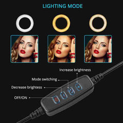 26cm RingLight With 7Feet Stand And Phone Holder & 3 Shades of Colours Ring Light With Stand.