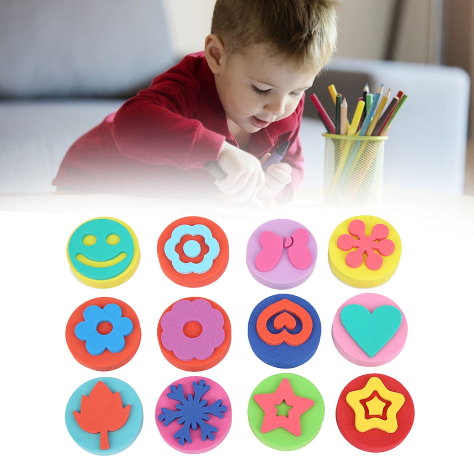 12pcs Drawing Sponge Stamp