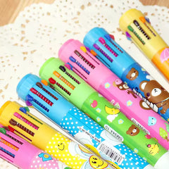 2pcs 10 in 1 cartoon character ballpoint pen