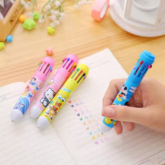 2pcs 10 in 1 cartoon character ballpoint pen
