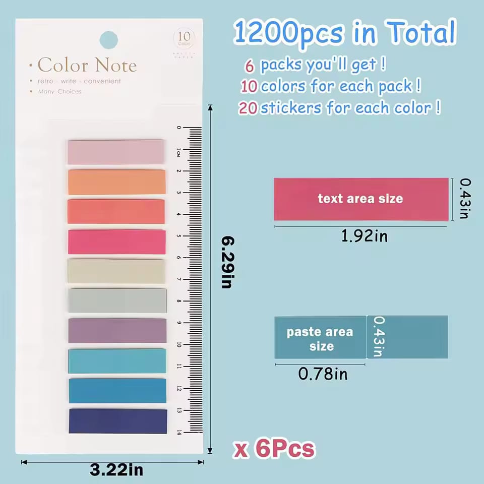 200 Sheets 10 Colors Solid color Sticky Notes