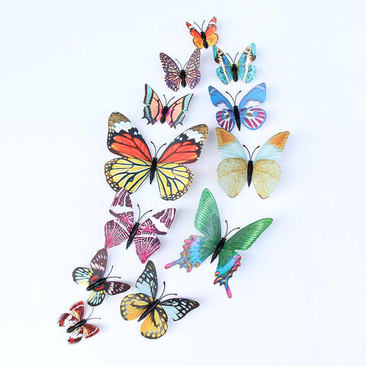 10pcs Fashion Luminous Butterfly with Double-sided Adhesive Simulation