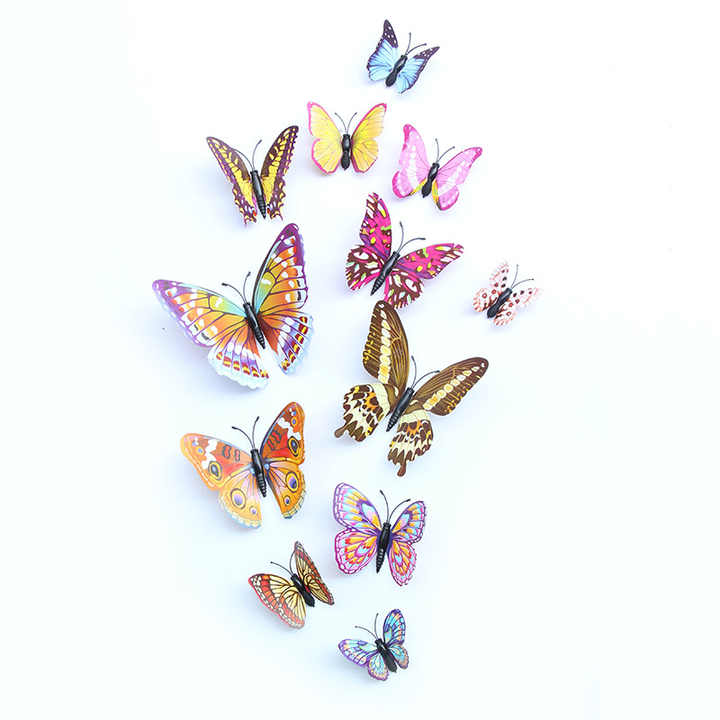 10pcs Fashion Luminous Butterfly with Double-sided Adhesive Simulation