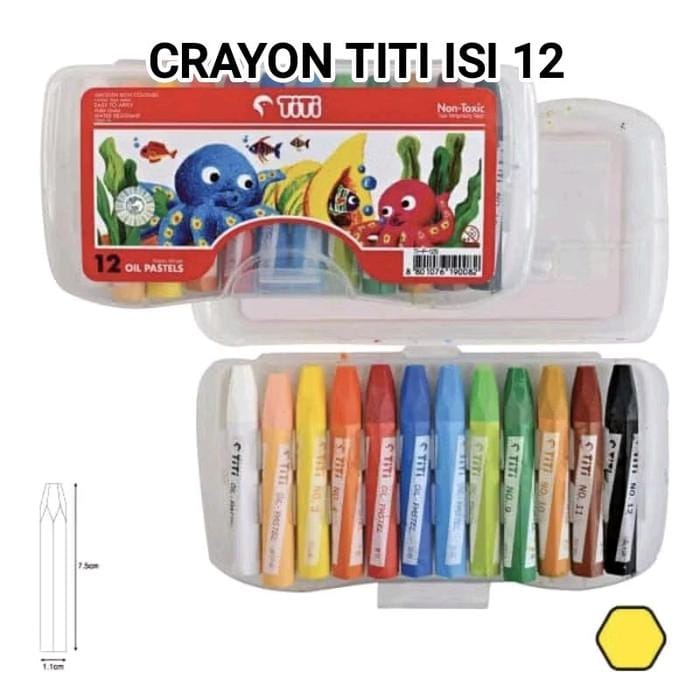 Titi Oil Pastels Set - Non-Toxic Smooth Rich Colours Crayon Mewarnai with Plastic Storage Case (Available in 12, 18, 24, 36, 48, 55 Colors)