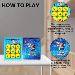 2-in-1 Educational Puzzle Toy – Number Sliding Puzzle Board and Ball Maze Game for Brain Teasing and Skill Development