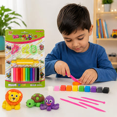 12 Pcs Colorful Plasticine Modeling Clay Set with Rolling Pin and Cutters – Safe Creative Educational Toy for Children