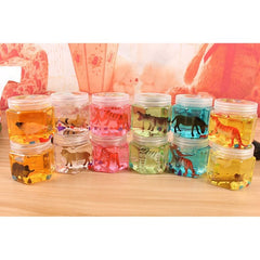 Colorful Crystal Slime in Jar with Animal Toy Inside – Clear Jelly Mud & Sensory Stress Relief Toy for Kids