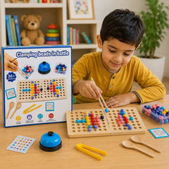 Wooden Clip Beads Board Game for Kids | Clip Beehive Beads Puzzle Matching Game | Montessori Early Learning Fine Motor Skills & Logical Thinking Toy for Toddlers (36+ Months)