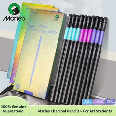 (10pcs Mix) Marie's Charcoal Pencils Set (Soft, Medium, Hard) | Professional Sketching & Drawing Pencils for Art Students and Artists