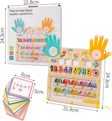 Montessori Wooden Two-in-One Bead Calculation & Math Board | Magnetic Counting and Addition Learning Toy for Kids