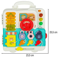 Multi-Functional Busy Box Toy for Toddlers, Montessori Educational Activity Cube, Steering Wheel & Sensory Learning Toy