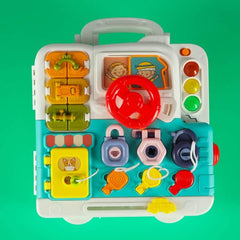 Multi-Functional Busy Box Toy for Toddlers, Montessori Educational Activity Cube, Steering Wheel & Sensory Learning Toy