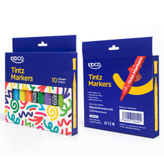 KIDCO Tintz Markers - Set of 10 Vibrant Colors - Broad Body for Easy Grip - High Quality School & Art Supplies